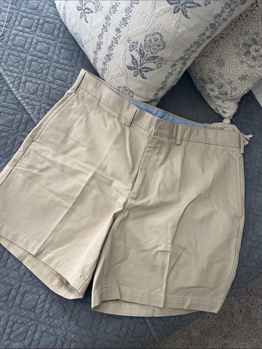 Lands' End Men's Flat Front Khaki Shorts - Beige